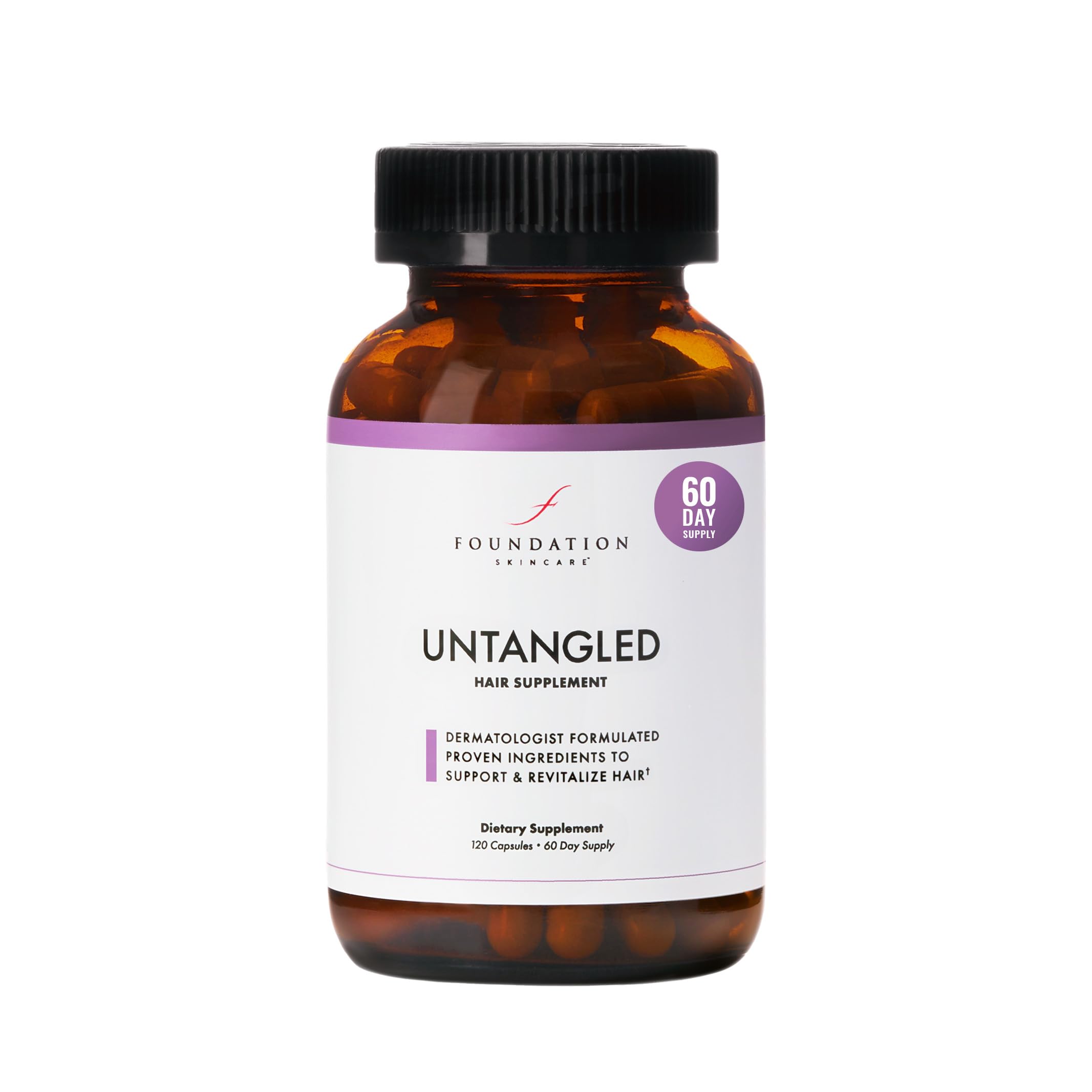 Foundation Skincare UnTangled front packaging showing full supplement benefits