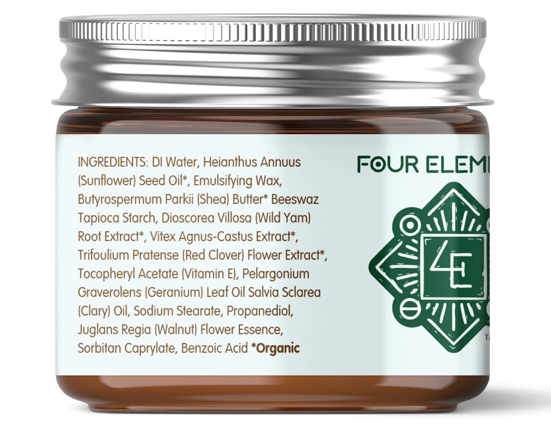 Four Elements 4E jar on bathroom shelf in lifestyle shot showing daily wellness routine
