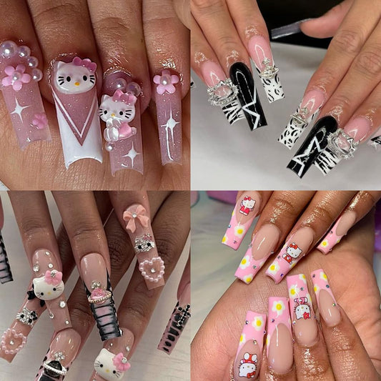 Foweso close-up of 3D cat charms showcasing smooth texture and vibrant colors for playful nails
