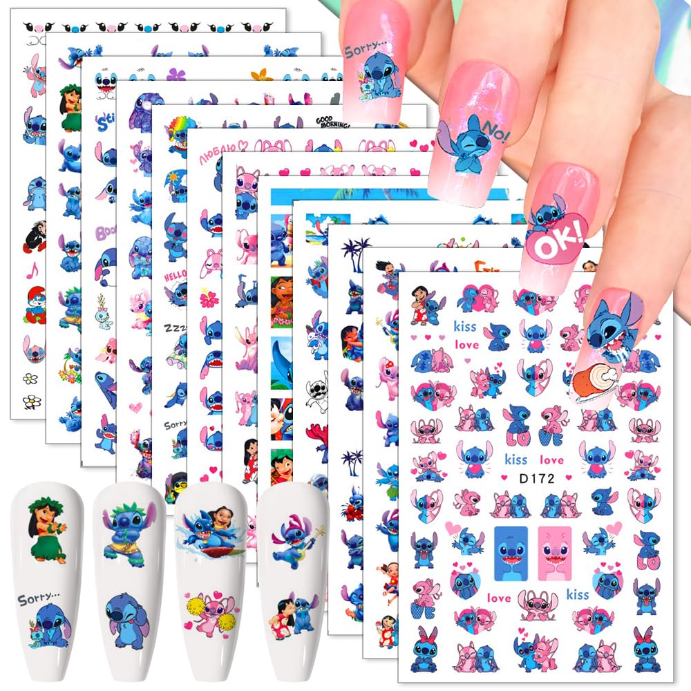 Foweso front packaging showing 12 sheets and cute blue monsters for instant nail style