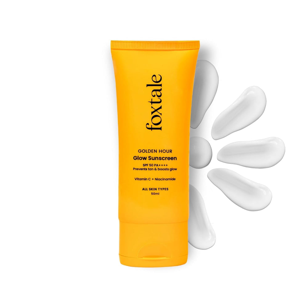FoxTale front packaging showing SPF 50 and glow benefits