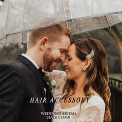 Foyte comb in bridal portrait enhancing photos with delicate sparkle