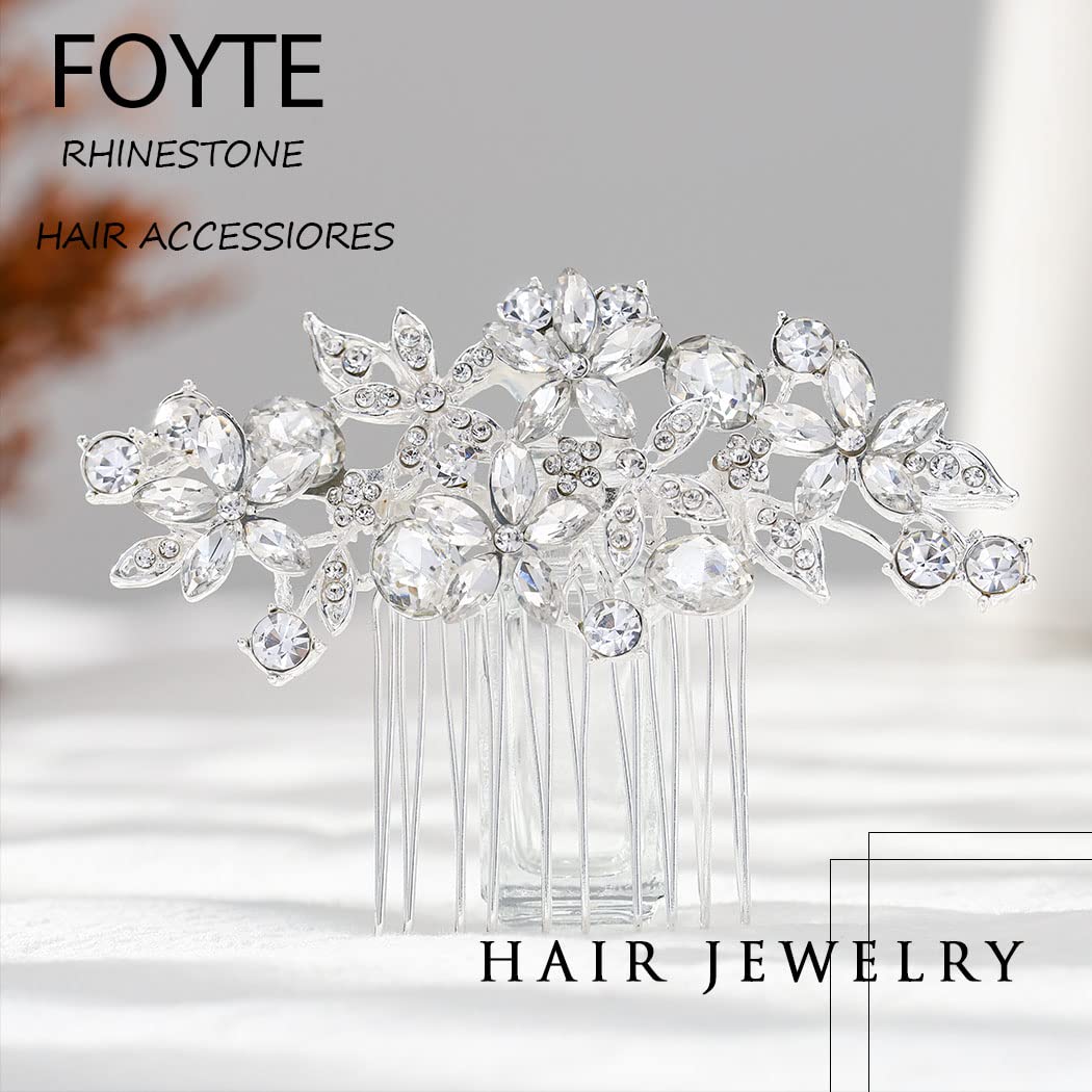 Foyte comb worn in a side hairstyle adding refined bridal shimmer