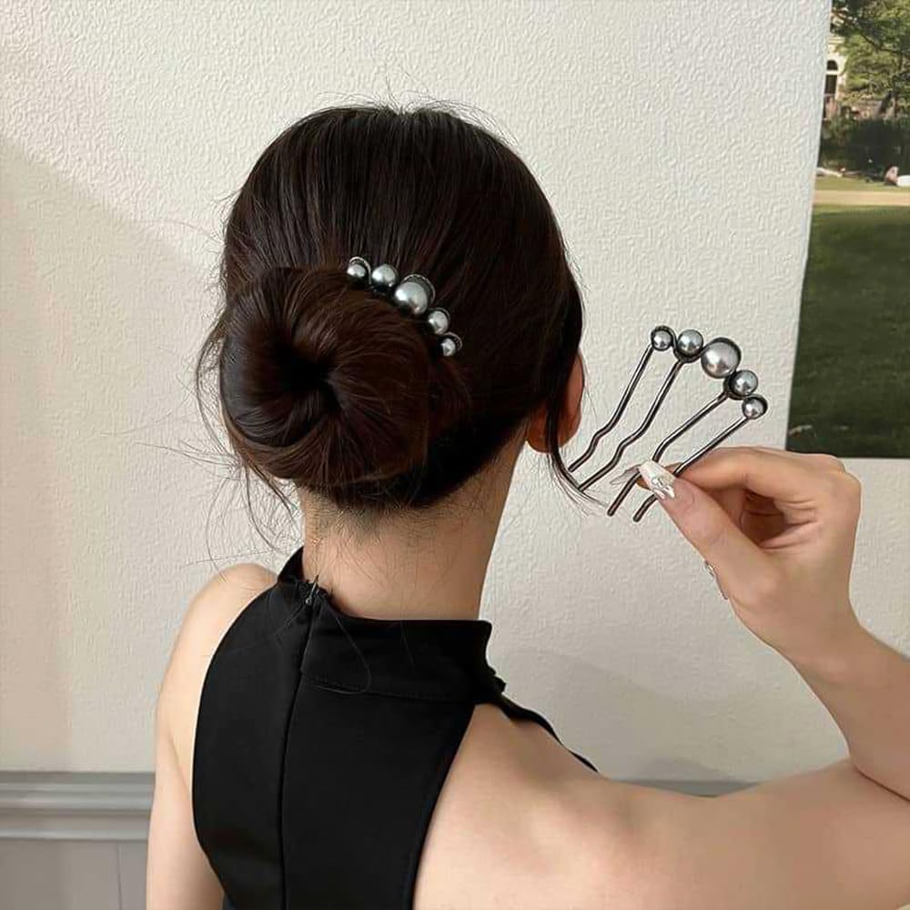 FQYN hairpin worn in half-up hairstyle demonstrating decorative lift and all-day wear
