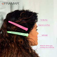 FRAMAR clips holding thick hair section firmly without slipping benefit