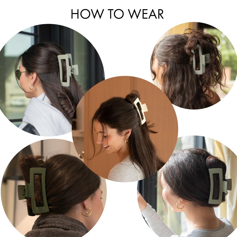 FRAMAR four sage green clips laid flat, showing coordinated tones for outfit-matching versatility