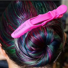 FRAMAR clip securing fine hair without damage for gentle hold benefit