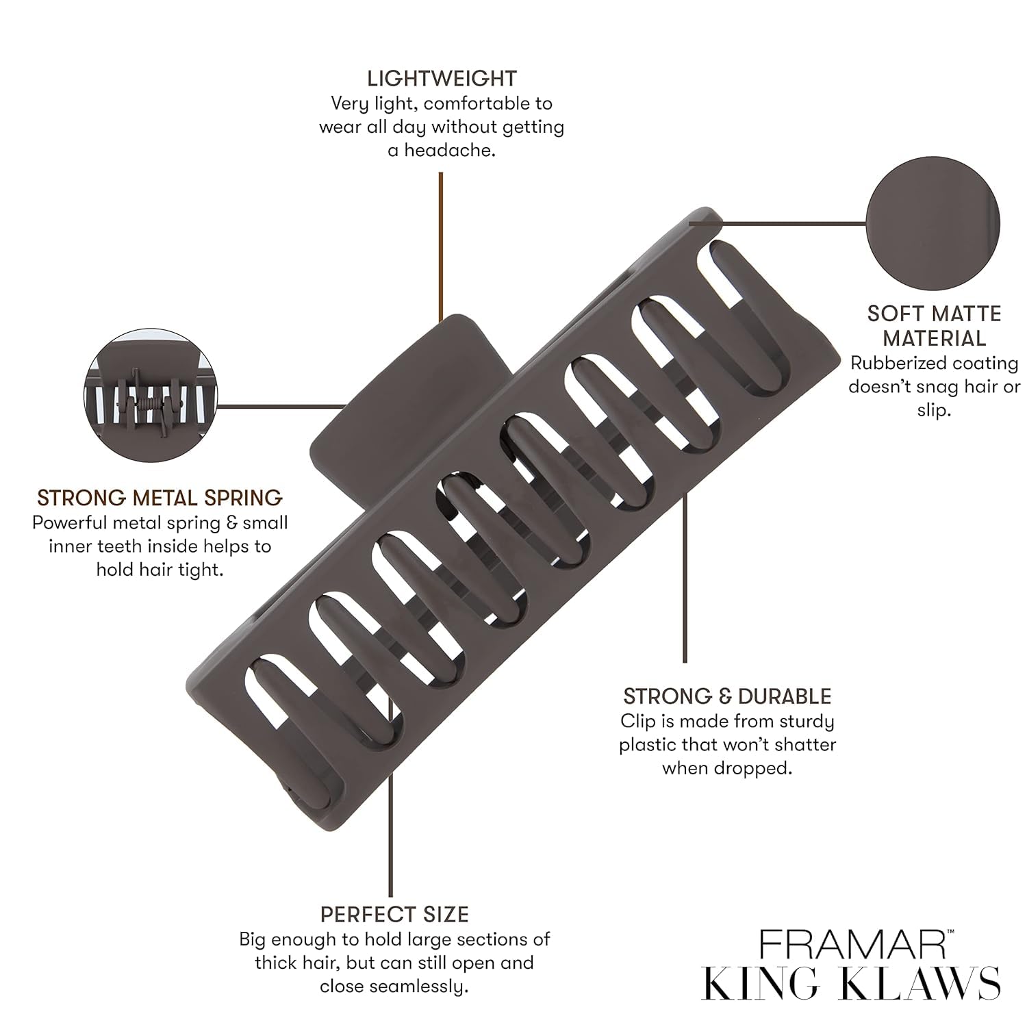 FRAMAR image of inner teeth detail showing secure grip for thick or curly hair