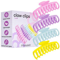 FRAMAR front view of large pastel claw clip showing sleek matte finish and secure hold