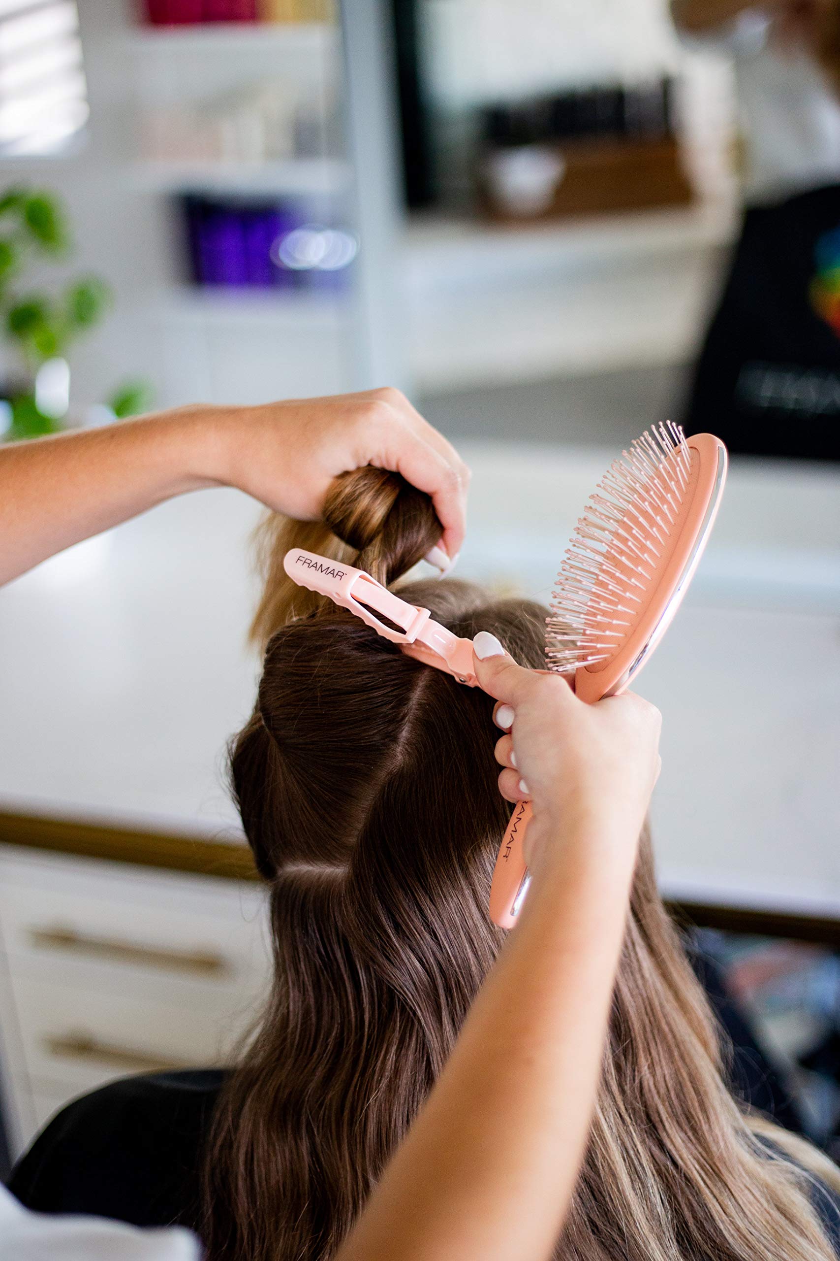 FRAMAR clips on bathroom counter for convenient everyday use