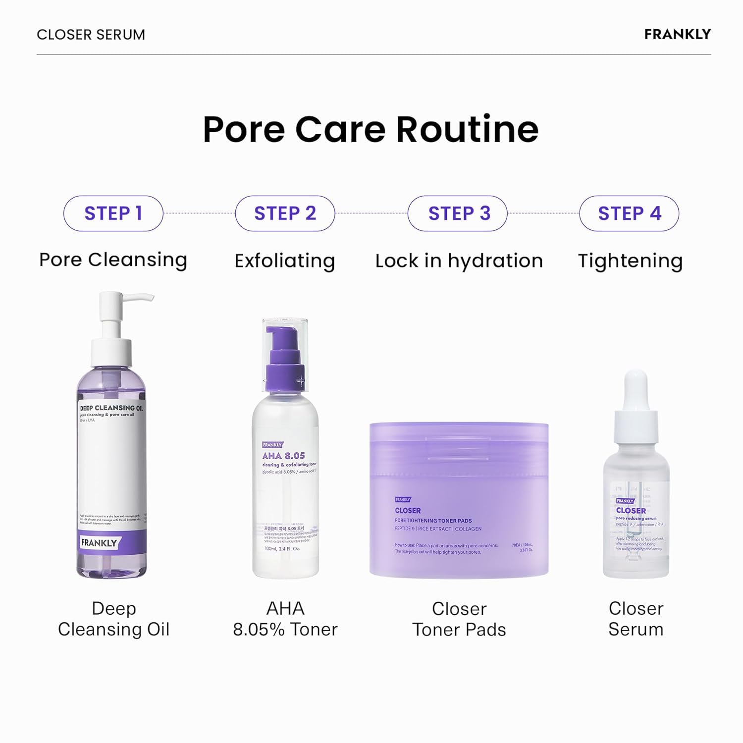 FRANKLY Closer Serum staged on bathroom counter for morning routine convenience