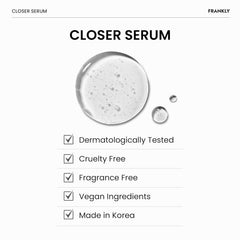 FRANKLY Closer Serum conceptual peptide graphic highlighting firming benefit