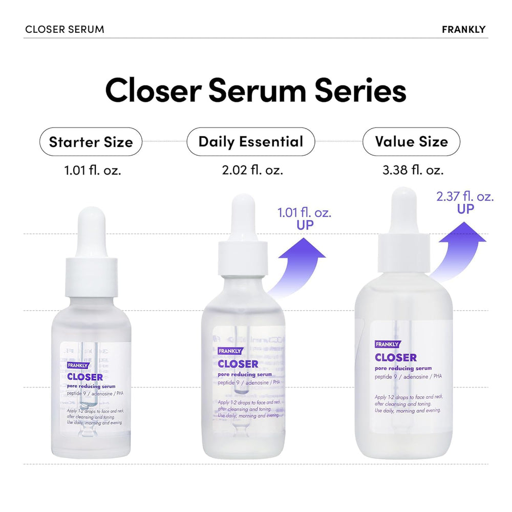 FRANKLY Closer Serum gel texture on fingertip showing lightweight absorption