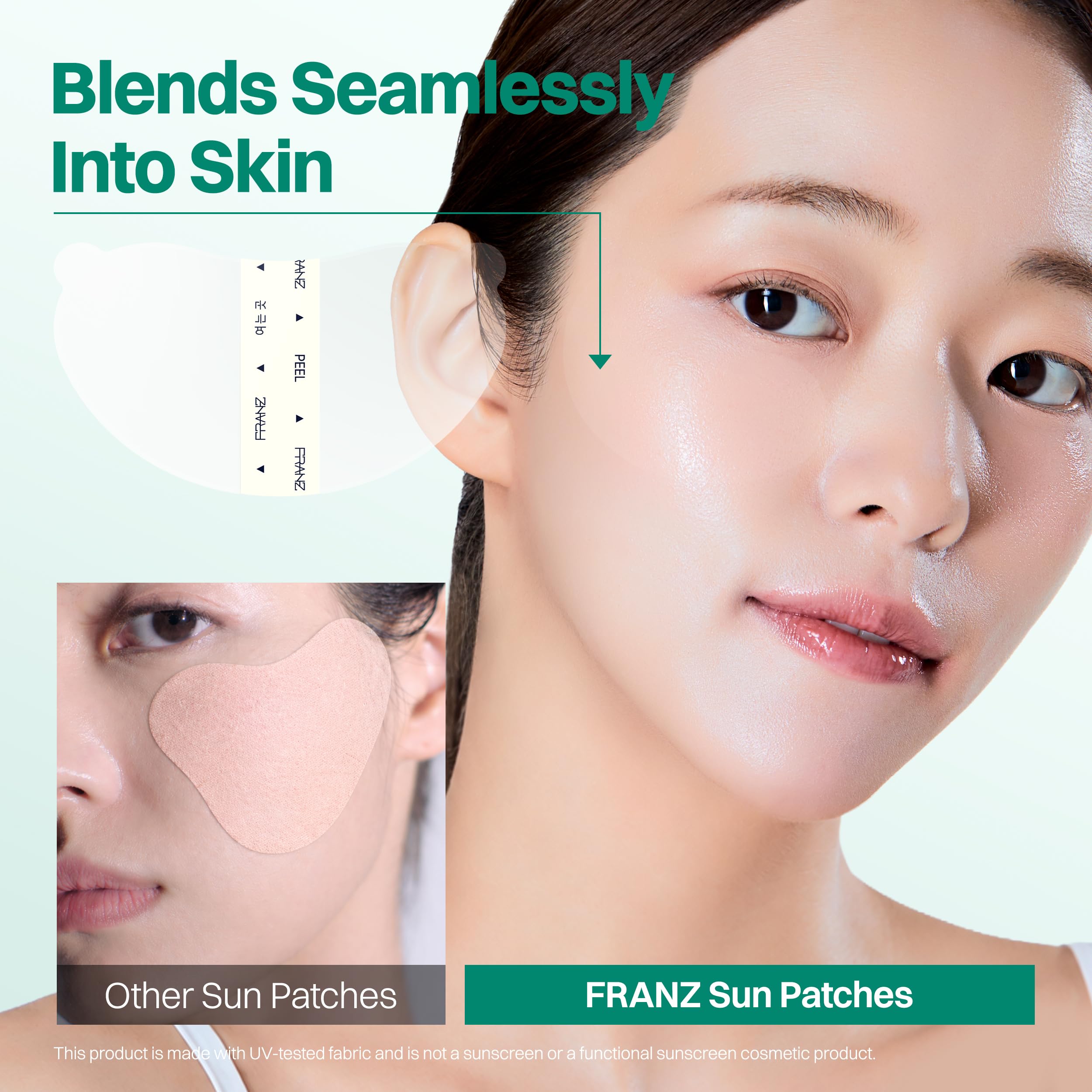 FRANZ patch concealed under makeup for invisible sunshield benefit