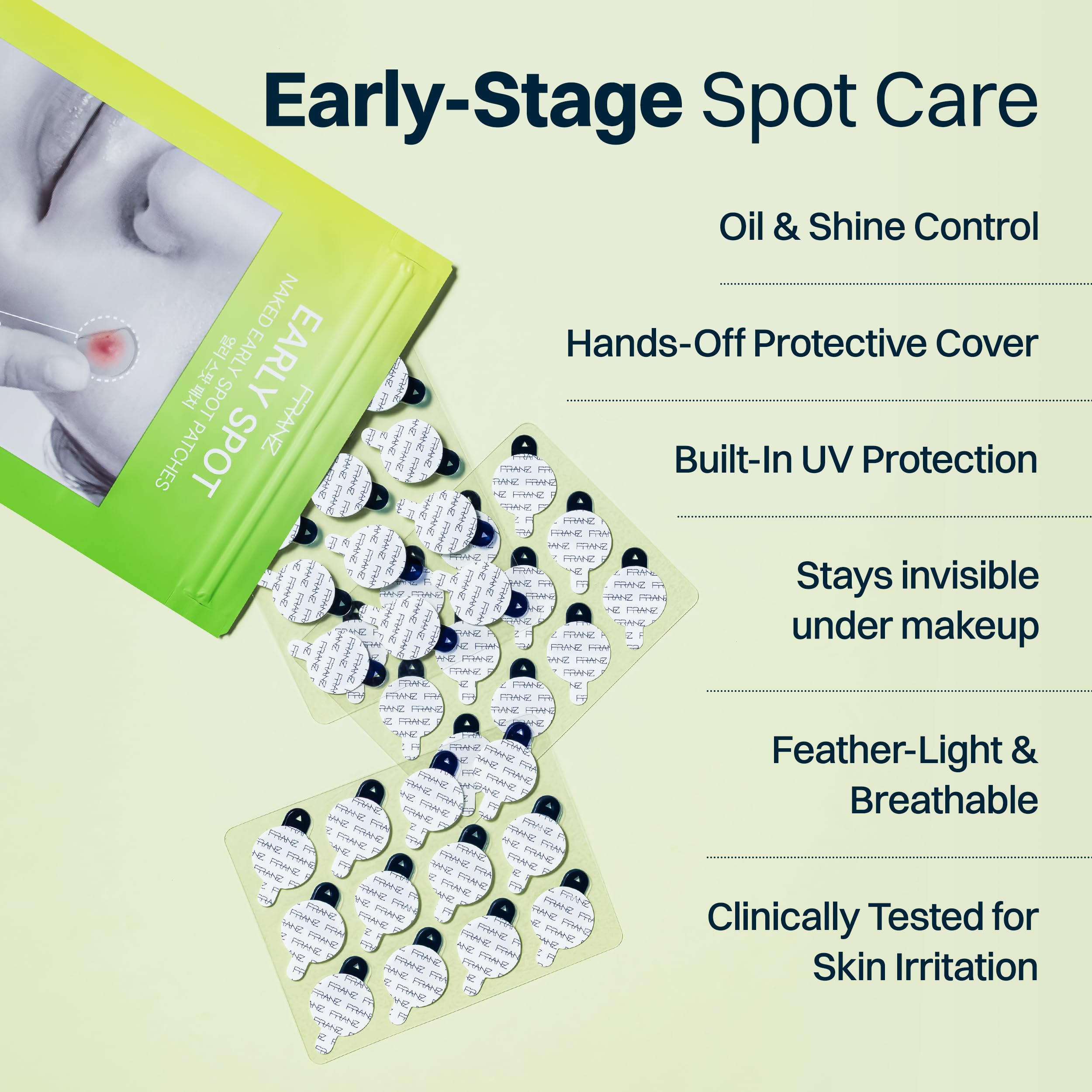 FRANZ two patch sizes and resealable pouch illustrating ready-to-use convenience