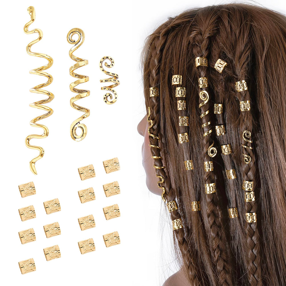 FRDTLUTHW front packaging showing 18 gold hair jewelry pieces, display benefit