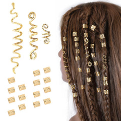 FRDTLUTHW front packaging showing 18 gold hair jewelry pieces, display benefit