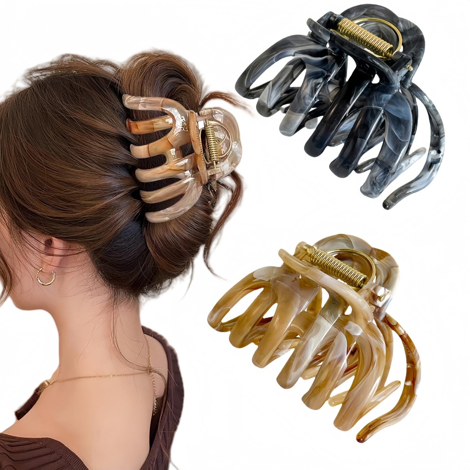 FRDTLUTHW front view of jumbo tortoise shell clip shows design and reliable hold