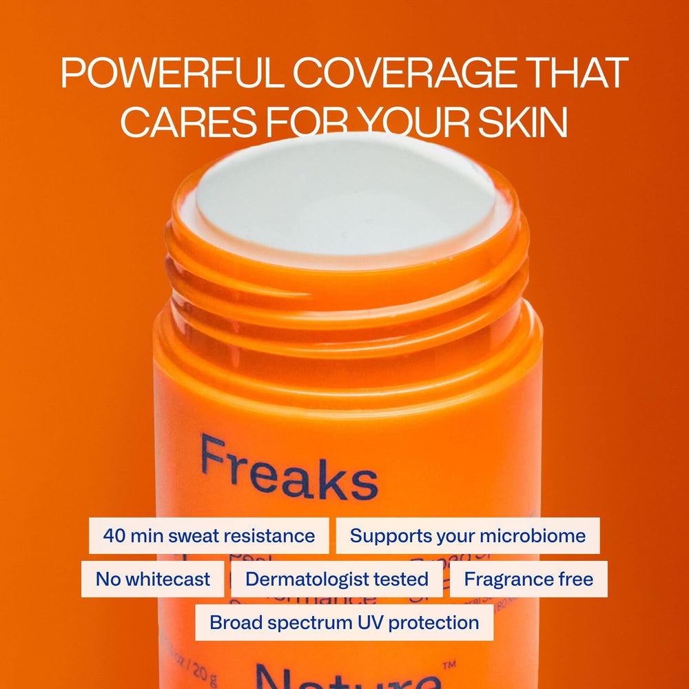 Freaks of Nature sun stick texture close-up demonstrating smooth, non-greasy finish