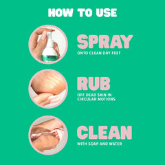 Freeman applying spray to foot with hand showing simple at-home use benefit