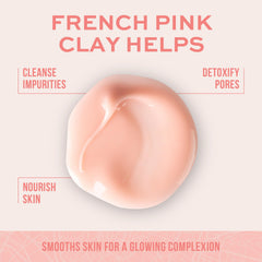 Freeman French pink clay texture close-up, pore-clearing visual benefit