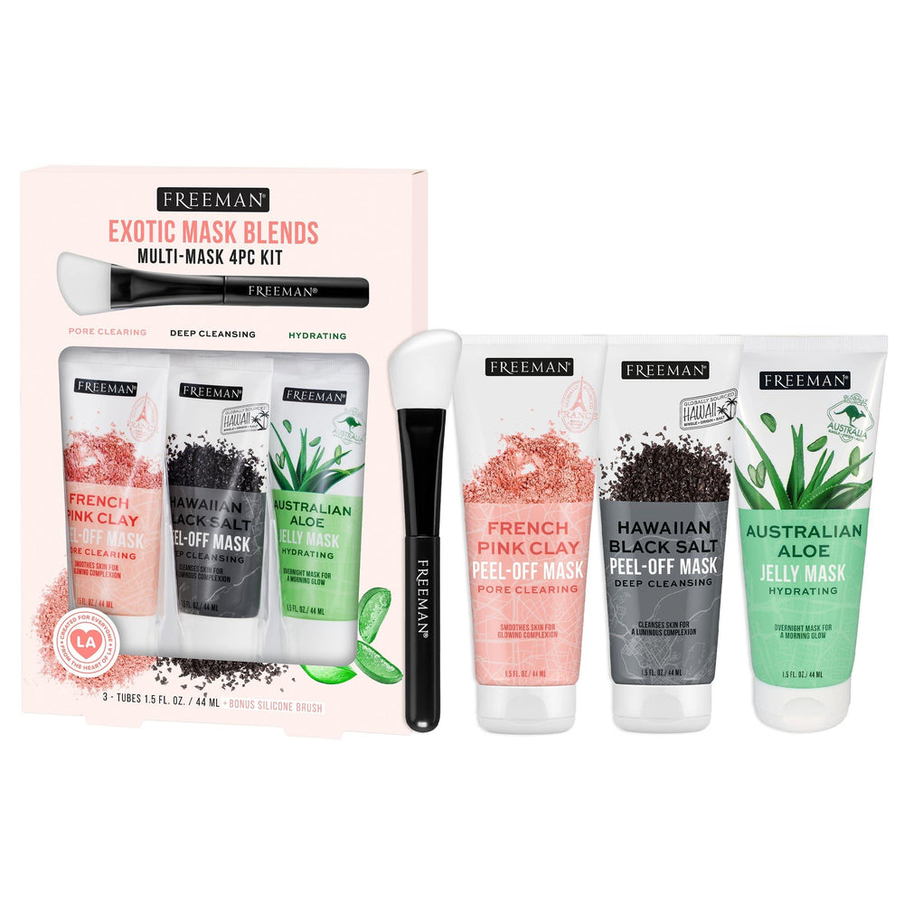 Freeman front packaging showing all masks and brush, clear kit benefit