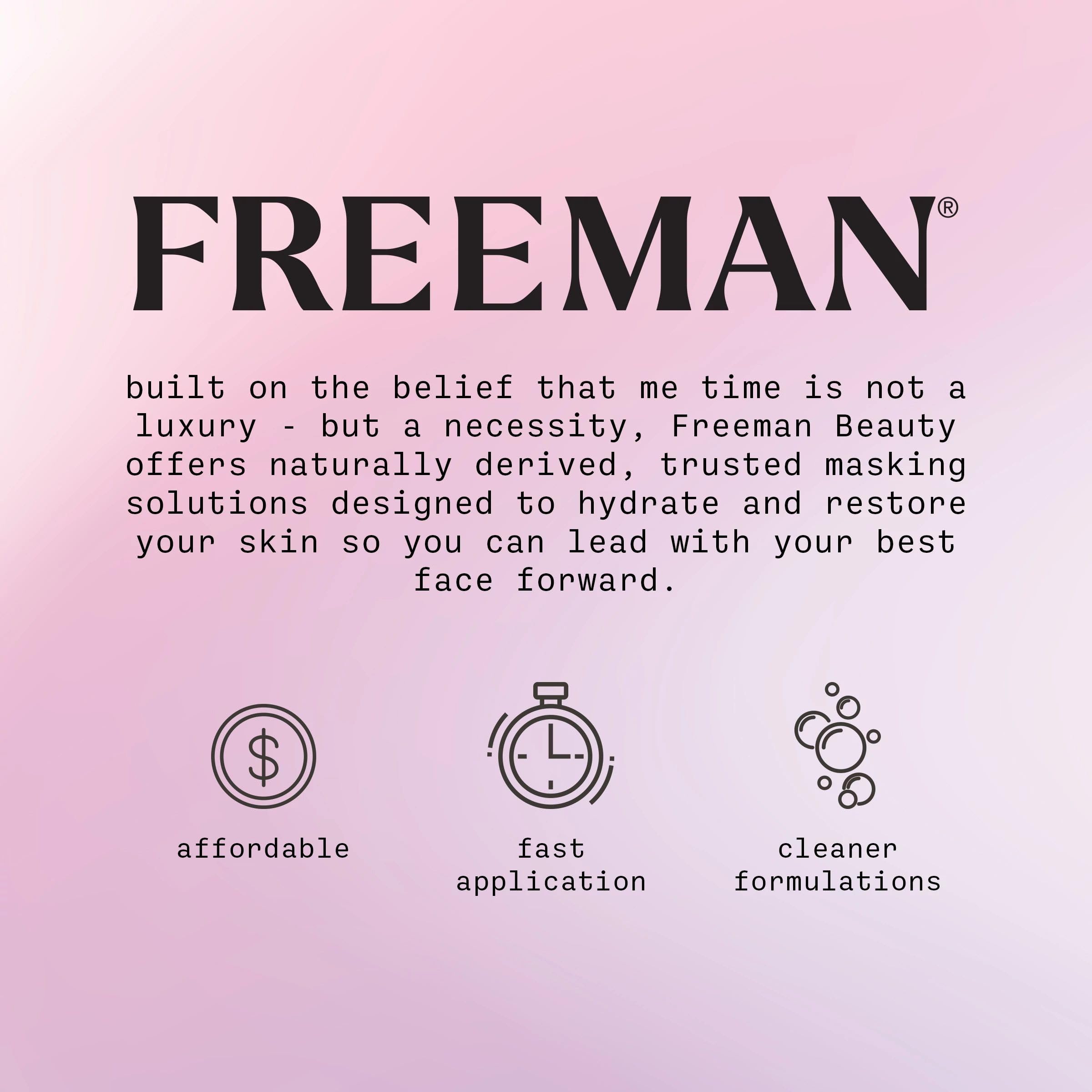 Freeman product on vanity with accessories showing lifestyle presentation