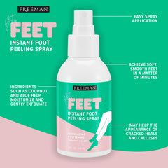 Freeman spray texture on foot demonstrating easy application and quick exfoliation