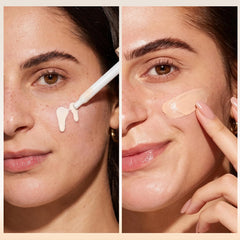 FREEORR applied on hand swatch transitioning color to match skin tone for seamless blend benefit