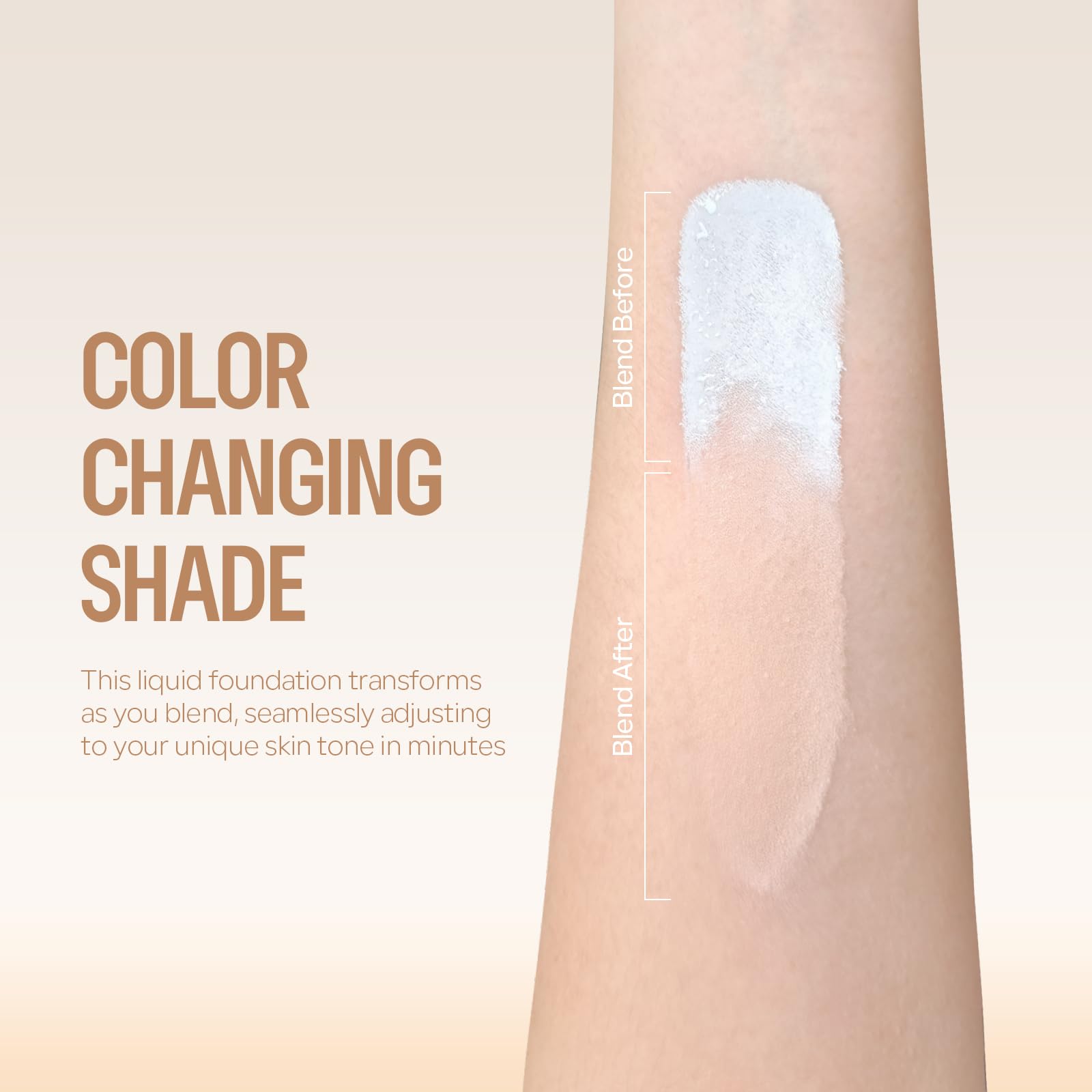 FREEORR blending on face demonstration with brush delivering lightweight natural coverage benefit