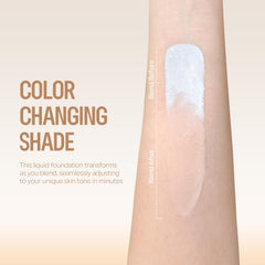 FREEORR blending on face demonstration with brush delivering lightweight natural coverage benefit