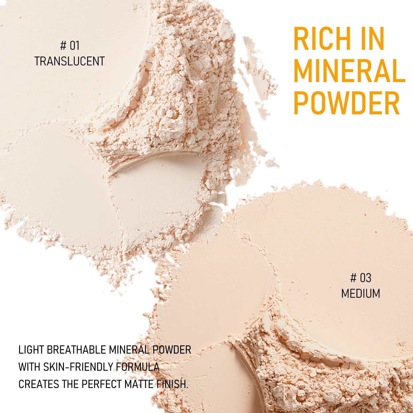 FREEORR brush head close-up highlighting fine powder texture for smooth application