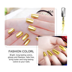 FREEORR brush stroke of gold metallic polish demonstrating smooth application benefit