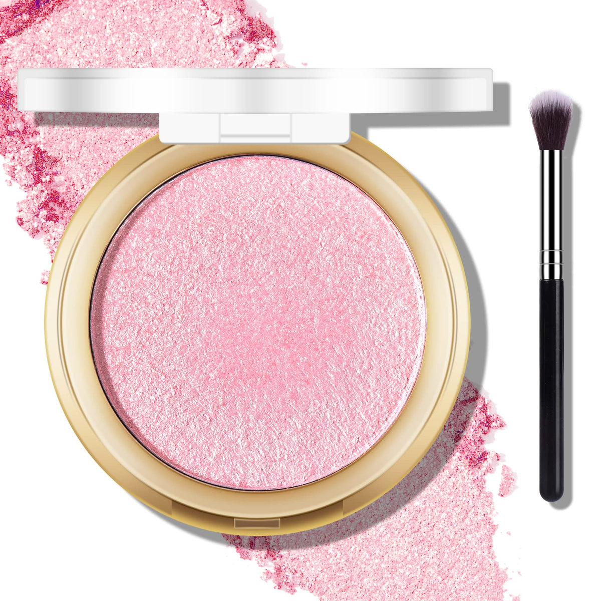 FREEORR compact front view showing Mermaid Pink highlighter for travel-ready glow