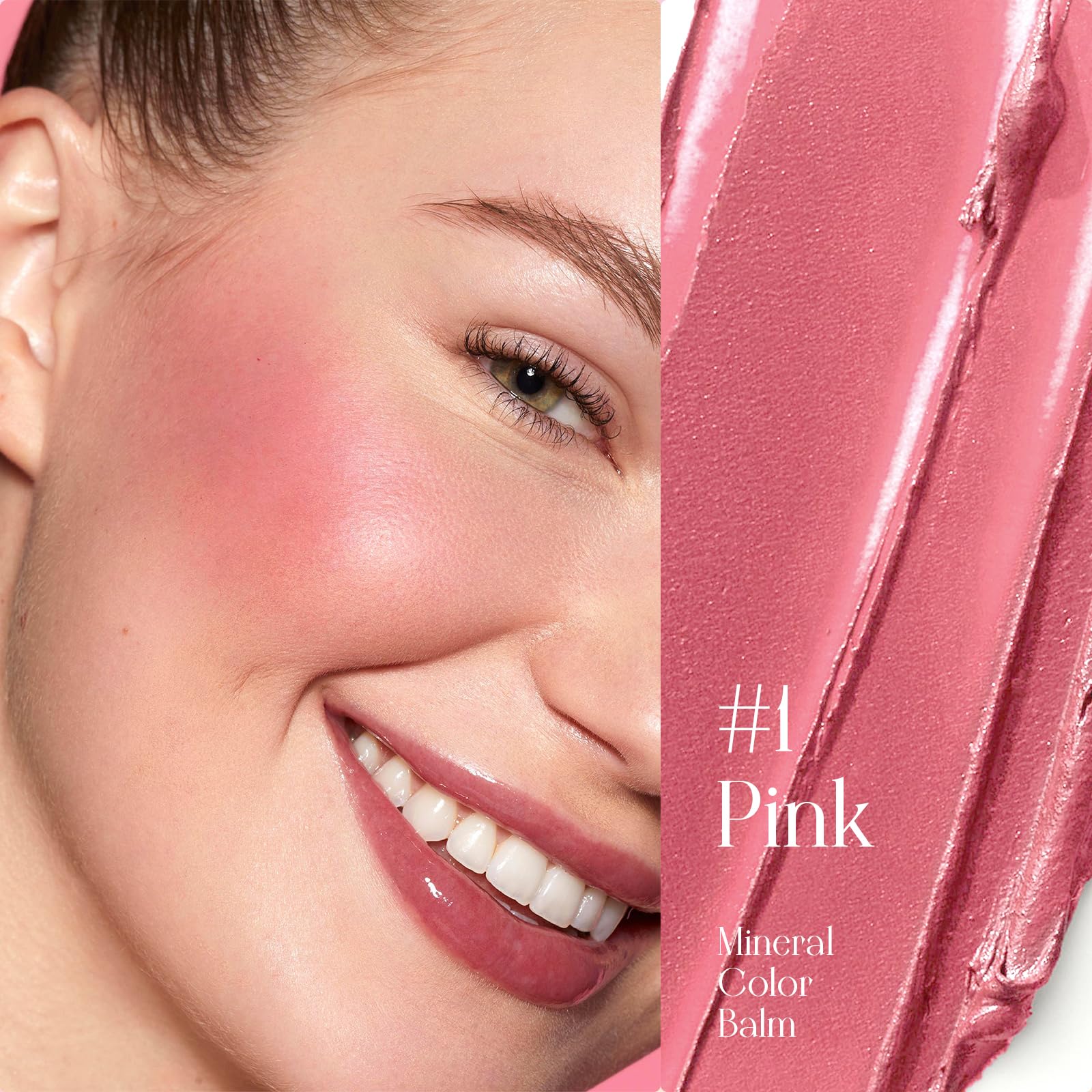 FREEORR buffing the pink balm on cheeks for natural radiant color and subtle glow