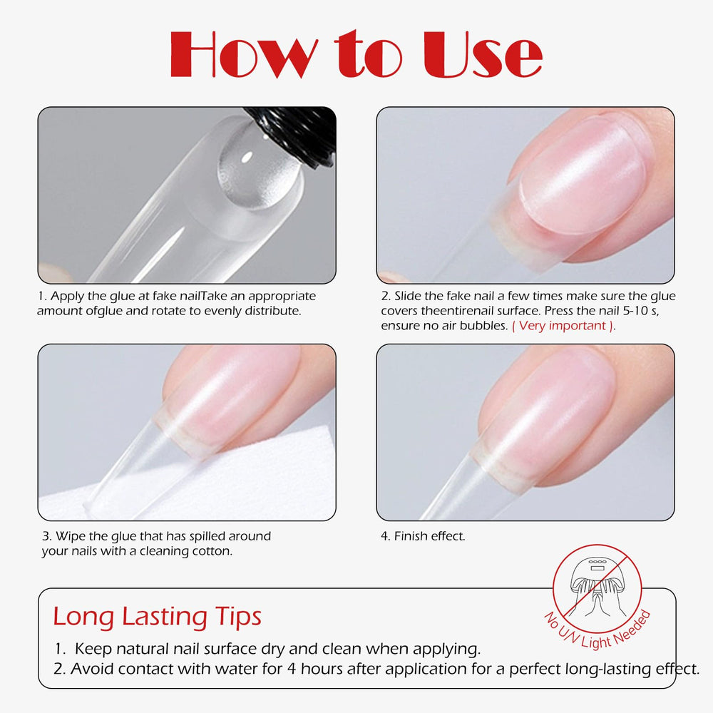 FREEORR press-on application action demonstrating quick bond without UV lamp