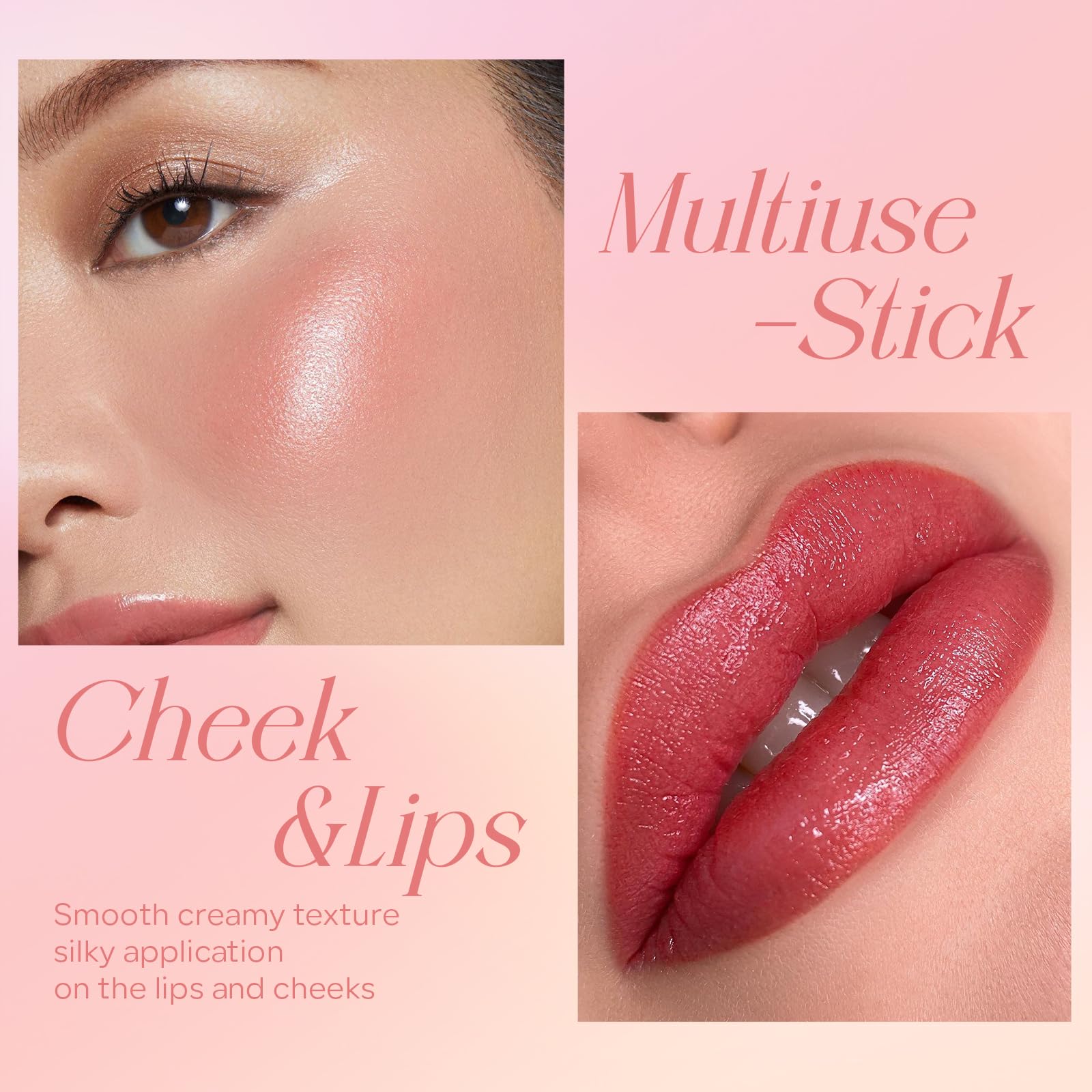 FREEORR rose blended on cheeks for natural dewy glow