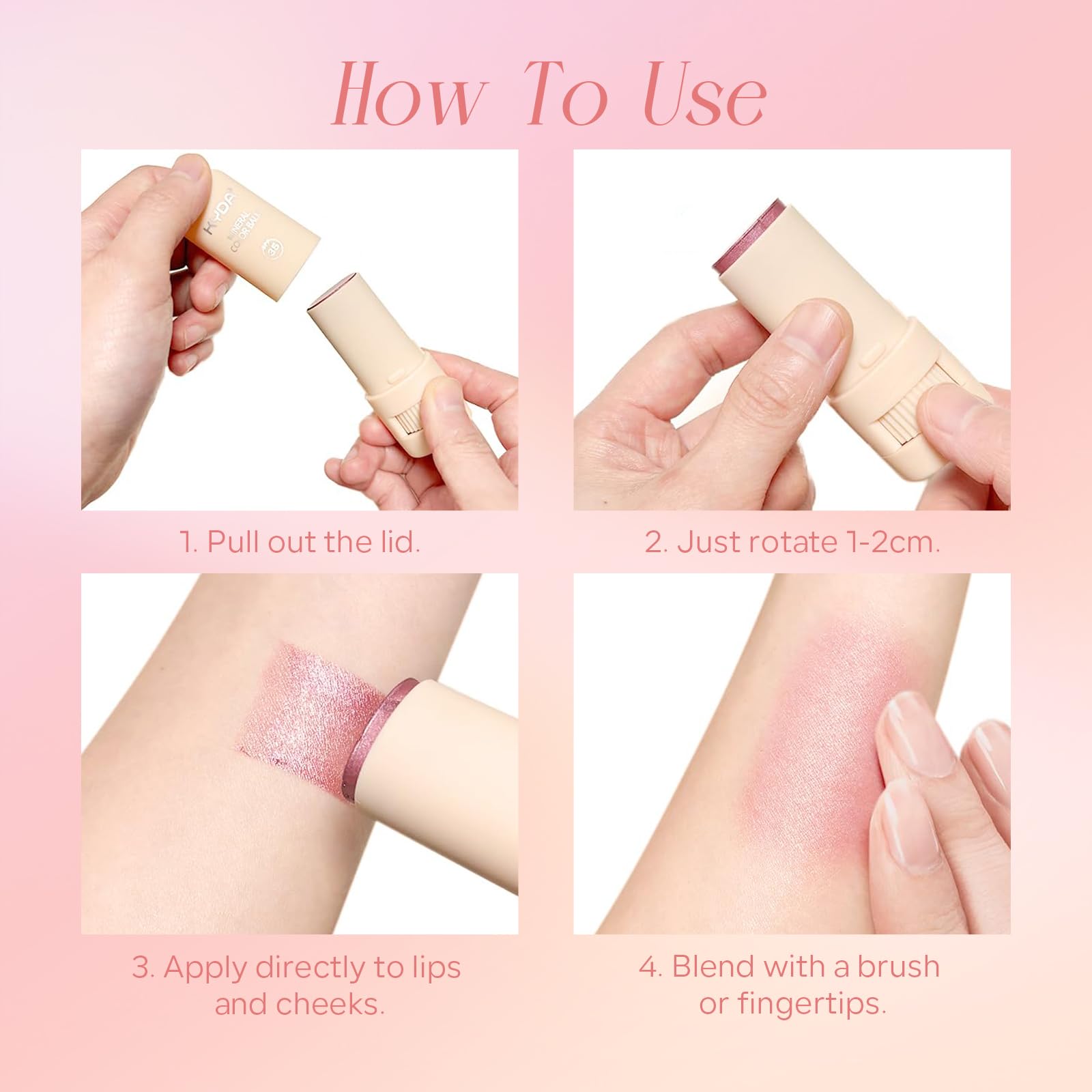 FREEORR rose swatch on eyelid showing luminous shimmer finish