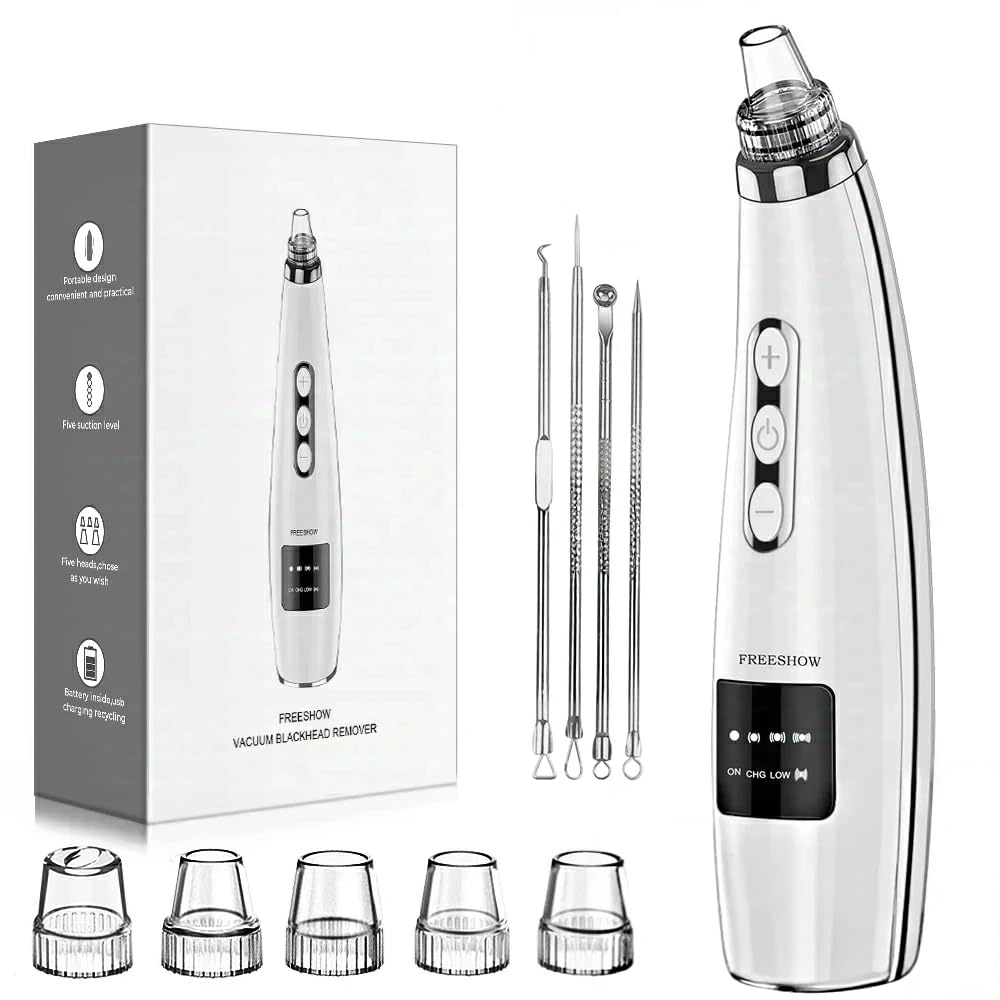 FREESHOW front view of pore vacuum showing compact design and USB port, easy travel pack