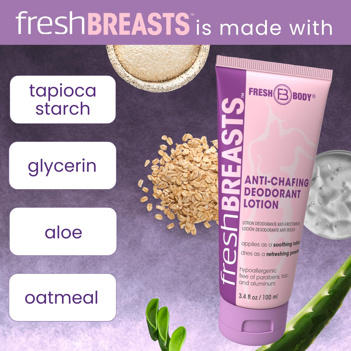 Fresh Body Fresh BREASTS tube in hand for size comparison and travel convenience