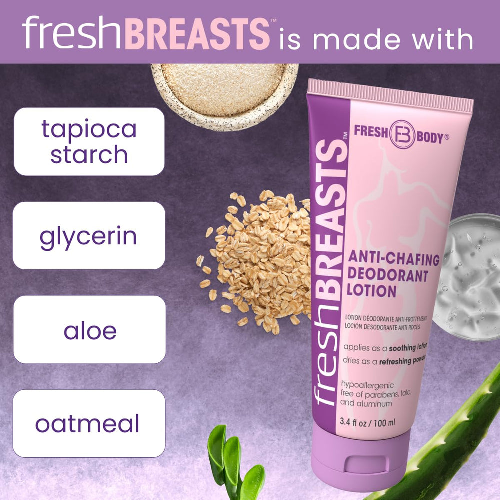 Fresh Body Fresh BREASTS tube in hand for size comparison and travel convenience