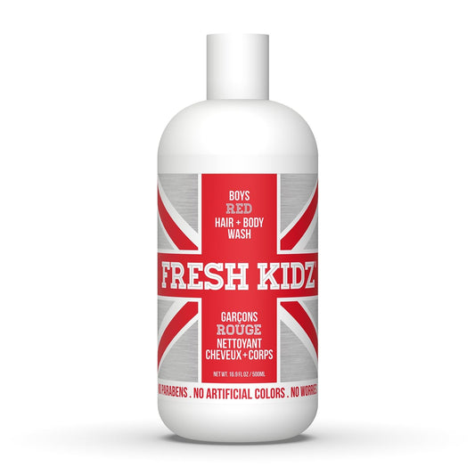 Fresh Kidz bottle front showing packaging and bold red label for easy identification