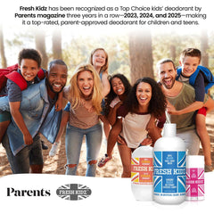 Fresh Kidz close-up label highlighting ingredient exclusions and benefits for parents