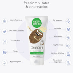 Fresh Monster child using conditioner in bath demonstrating gentle formula and easier combing