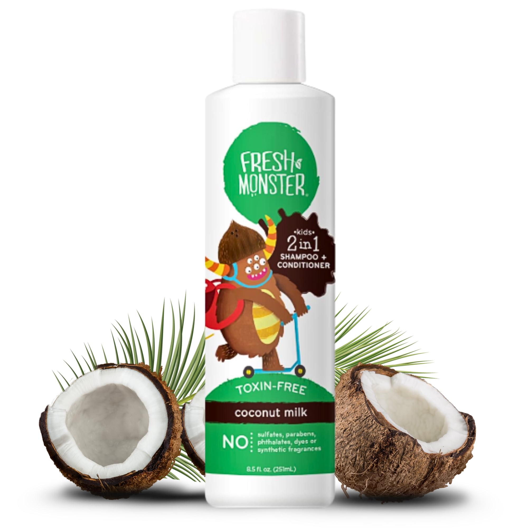 Fresh Monster front packaging coconut bottle showing label and benefit