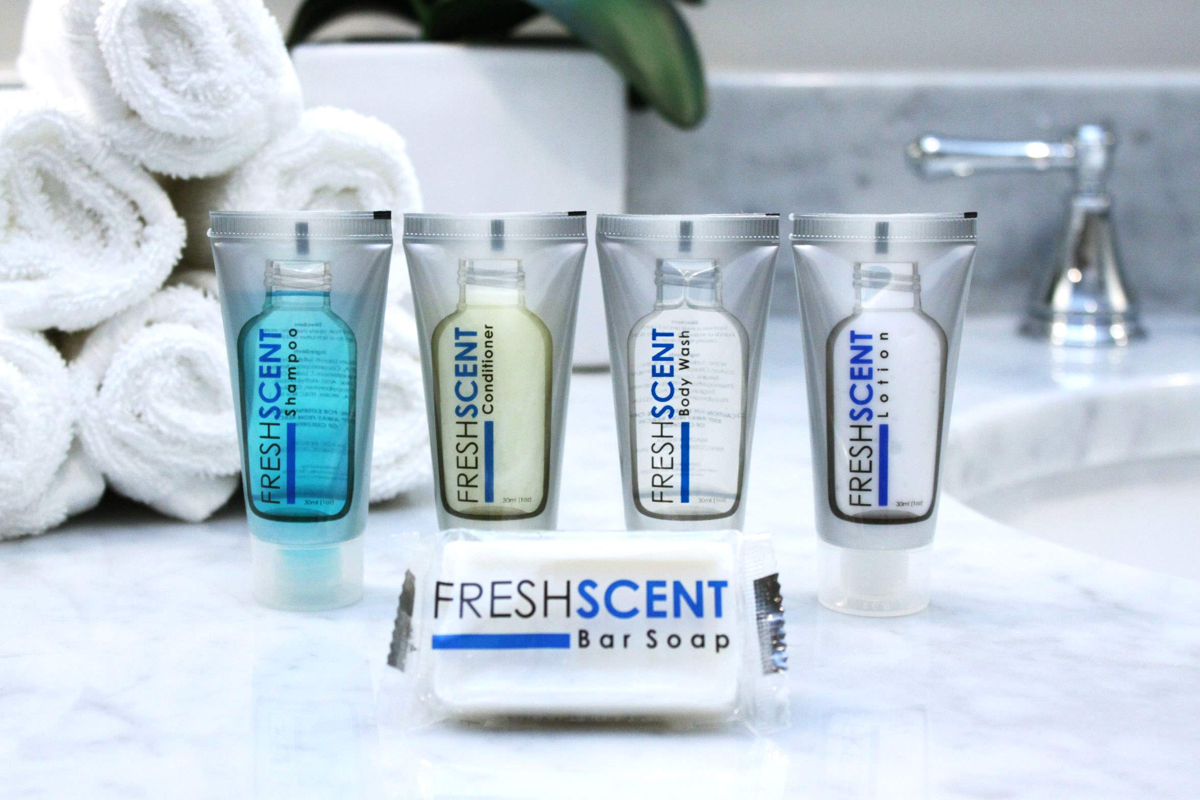 Freshscent tube next to passport showing travel-size convenience benefit