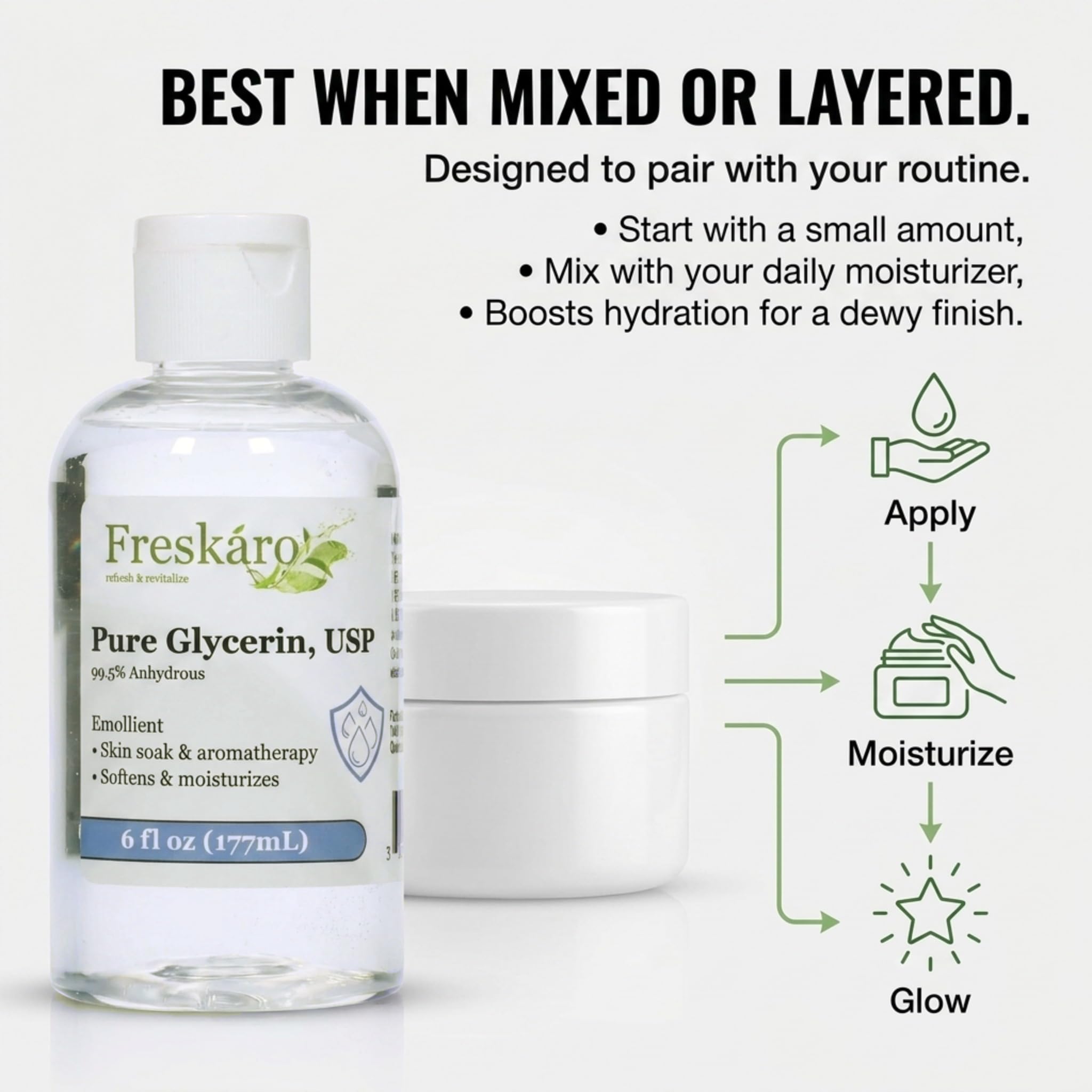 Freskáro on bathroom shelf in lifestyle setting indicating everyday use