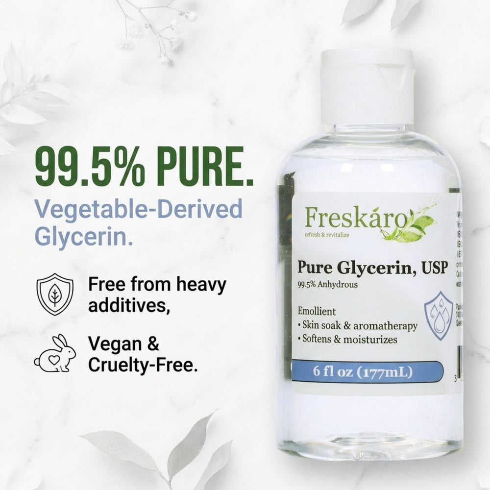 Freskáro clear glycerin liquid close-up highlighting smooth texture