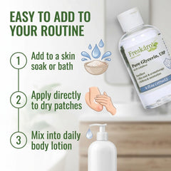 Freskáro glycerin drops on skin showing immediate hydration boost