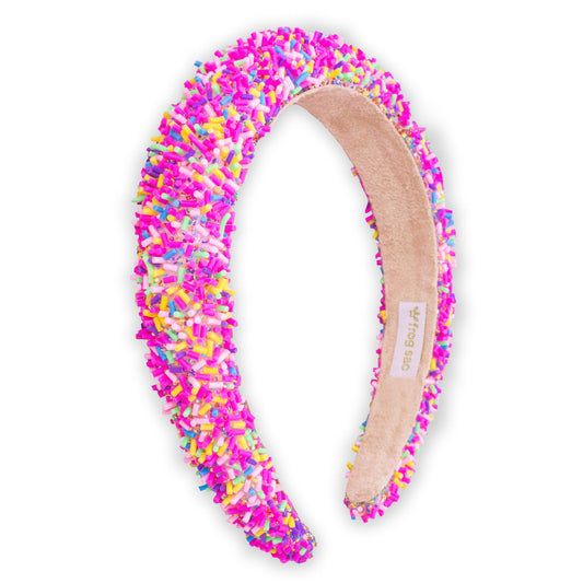 FROG SAC front view sprinkle headband shows colorful style and comfortable fit
